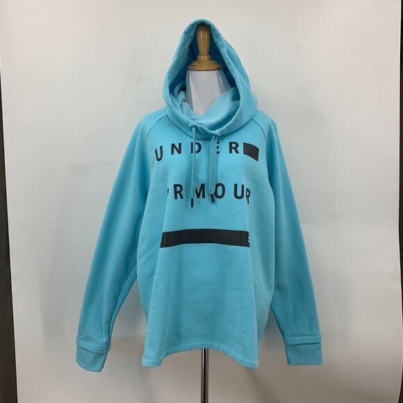 Under Armour Hoodie Womens XL Extra Large Sky Blue Threadborne Fleece Sweatshirt - Picture 2 of 16